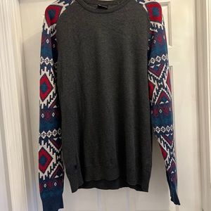 Empyre grey sweater long argyle  sleeves men’s  size large retro Y2K